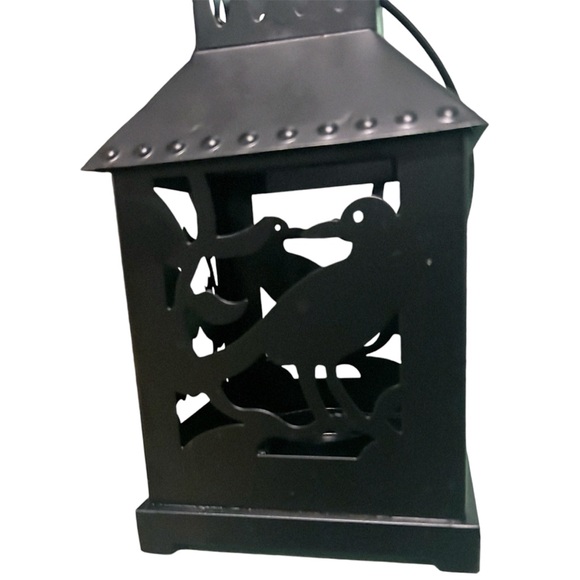 Set of Two Metal Halloween Tealight Candle Lanterns Raven Cat Moon - Picture 2 of 7